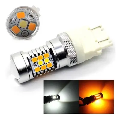 LED autožárovka Rabel P27/7W 3157 dual color 28 smd 2835 oranžova bila s čočkou USA