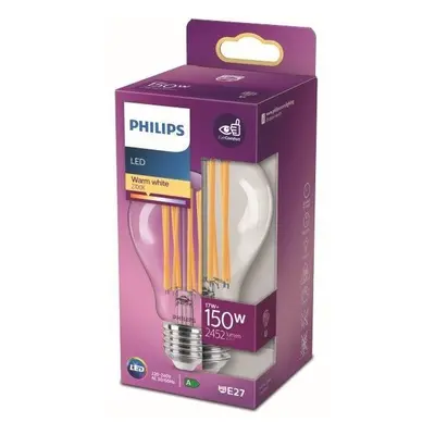 Philips 8718699762377 LED žárovka 1x17W | E27 | 2452lm | 2700K - teplá bílá, čirá, EyeComfort