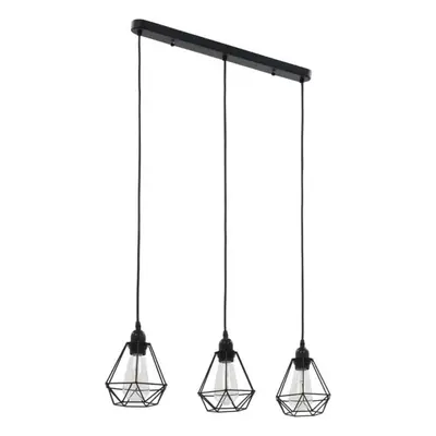 Lustr Stropní lampa s diamantovým designem černé 3 x žárovky E27