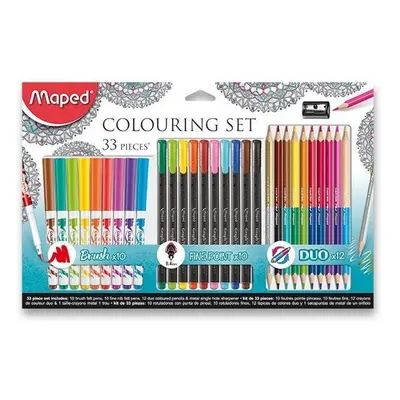 Výtvarné potřeby MAPED Colouring, sada pastelek, fixů a linerů, 33 ks