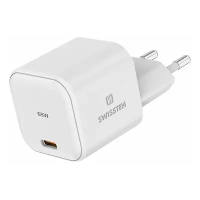 Nabíječka do sítě Swissten síťový adaptér GaN 1x USB-C 65W Power Delivery bílý