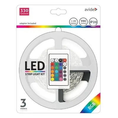 LED pásek Avide Set LED pásek RGB s ovládáním a zdrojem 3m