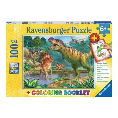 RAVENSBURGER Puzzle Pravěký svět dinosaurů XXL 100 dílků + omalovánky