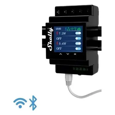 Spínač Shelly Pro 4PM, 4násobný spínací modul na DIN lištu, LAN, Wi-Fi, a Bluetooth