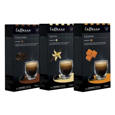 Kávové kapsle Caffesso Balíček kapslí Chocolate, Vanilla a Caramel