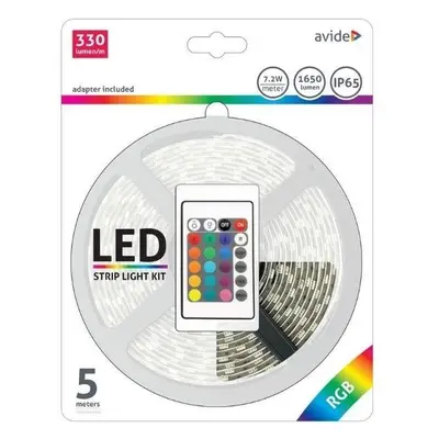 LED pásek Avide Set voděodolný LED pásek s ovládáním a zdrojem 5m