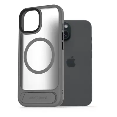 Kryt na mobil AlzaGuard Matte Case with Stand Compatible with MagSafe for iPhone 15 šedý