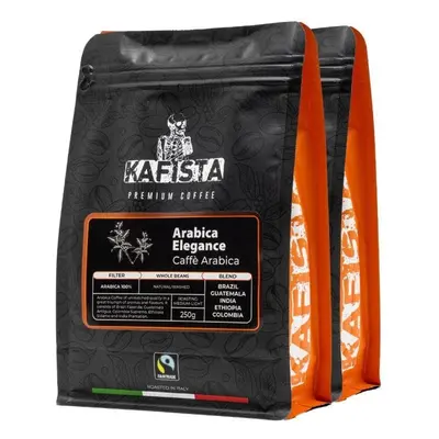 Káva Kafista Zrnková Káva "Arabica Elegance" – 100% Arabica směs, Pražená v Itálii 2 x 250 g