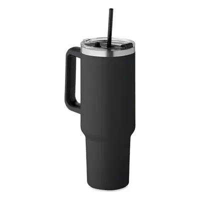 Termohrnek Scortland Láhev na pití s brčkem Nordic Tumbler černá, nerez, 1200 ml s brčkem