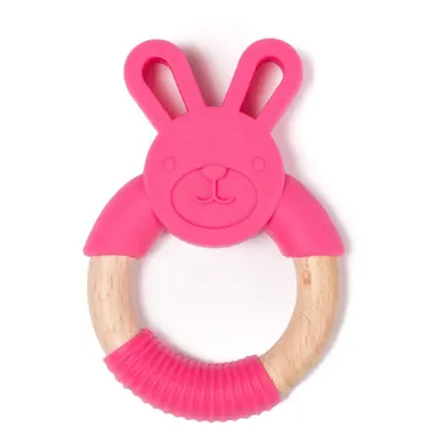 Kousátko Bo Jungle kousátko B-Teether Animal Wood Pink Rabbit