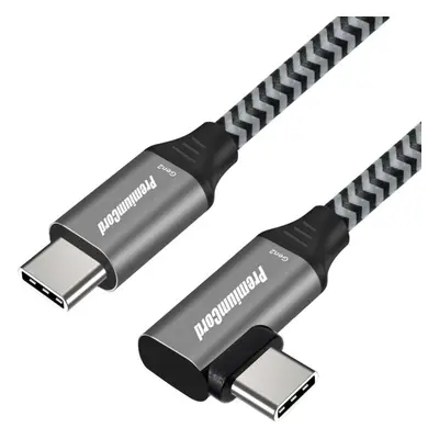 Datový kabel PremiumCord USB-C zahnutý kabel ( USB 3.2 GEN 2, 3A, 60W, 20Gbit/s ) bavlněný oplet