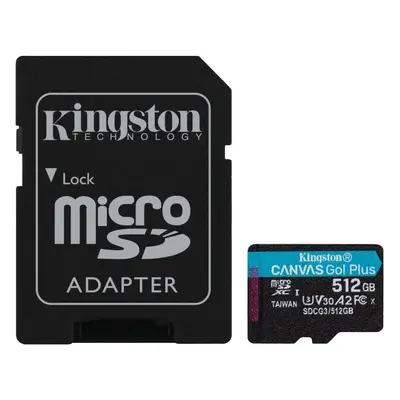 Paměťová karta Kingston MicroSDXC 512GB Canvas Go! Plus + SD adaptér