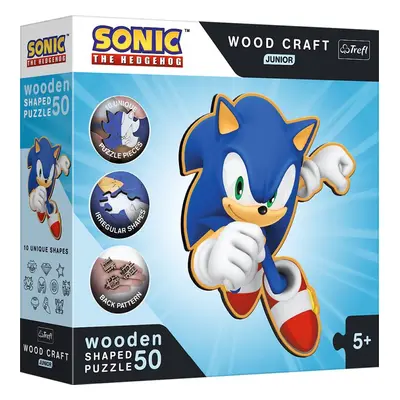 Puzzle TREFL wood craft junior puzzle Chytrý ježek Sonic 50 dílků