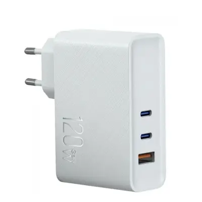 Nabíječka do sítě WG GaN 3xUSB 120W (1x USB-A + 2x USB-C), bílá