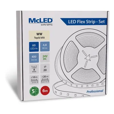 LED pásek McLED Set LED pásek 6m, WW, 4,8W/m