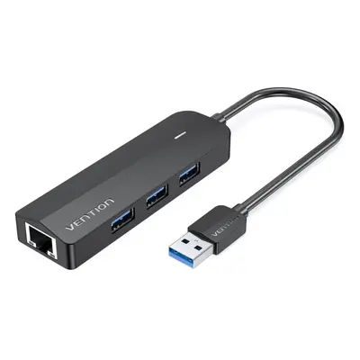 Replikátor portů Vention 4-in1 USB 3.0 to 3x USB 3.0 / Gigabit Ethernet Adapter 0.15M Black