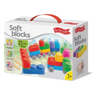 Stavebnice Far far land Soft Blocks Plus Wheels 21 pcs + 16 wheels