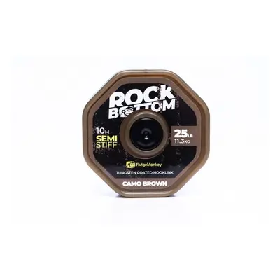 RidgeMonkey Šňůrka Connexion Rock Bottom Tungsten Coated Semi Stiff Hooklink 10m 25lb Camo Brown