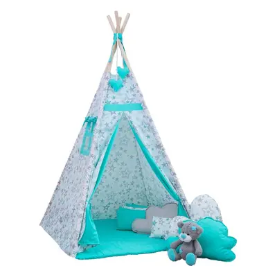 Dětský stan BabyTýpka teepee Sky mentol