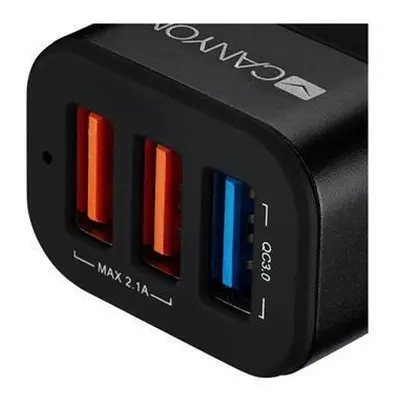 CANYON auto nabíječka C-07, 1xUSB-A Quick Charge QC3.0 + 2xUSB-A, vstup 12-24V, výstup USB/5V-2.