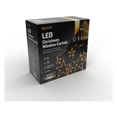 Vánoční osvětlení Solight LED vánoční závěs, hvězdy, šíře1,8m, 77LED, IP20, 3xAA, USB