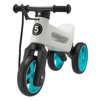 Odrážedlo Teddies Odrážedlo FUNNY WHEELS Rider SuperSport bílé/tyrkys 2v1+popruh