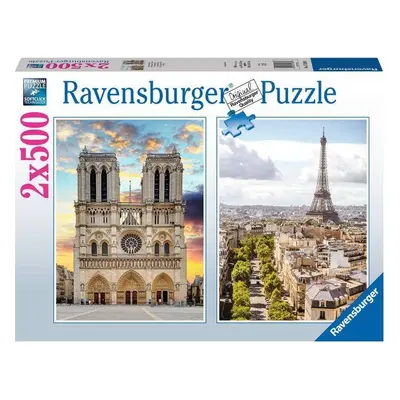 RAVENSBURGER Puzzle Návštěva Paříže 2x500 dílků