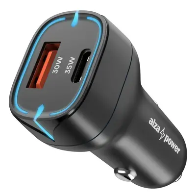 Nabíječka do auta AlzaPower Car Charger P200 USB-A + USB-C Power Delivery 35W černá