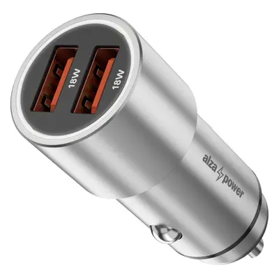 Nabíječka do auta AlzaPower Car Charger X520 Fast Charge 18W stříbrná