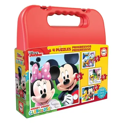 Puzzle Educa Puzzle v kufříku Mickey Mouse a kamarádi 4v1 (12,16,20,25 dílků)