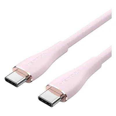 Datový kabel Vention USB-C 2.0 Silicone Durable 5A Cable 1.5M Light Pink Silicone Type