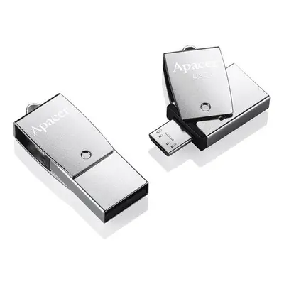 Apacer USB flash disk OTG, USB 3.0, 64GB, AH750, stříbrný, AP64GAH750S-1, USB A / USB Micro B, 