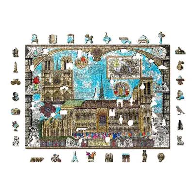 Puzzle Woden City Dřevěné puzzle Katedrála Notre-Dame 2v1, 1010 dílků eko