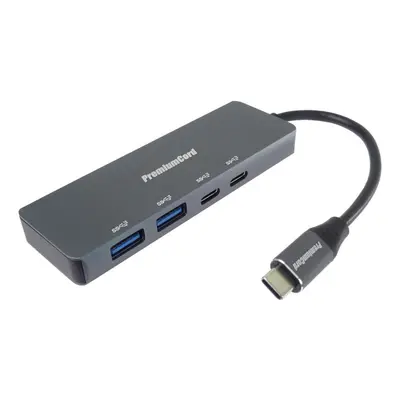 USB Hub PremiumCord 5G SuperSpeed Hub USB-C na 2x USB 3.2 C +2x USB 3.2 A, Aluminum