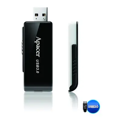 Apacer USB flash disk, USB 3.0, 32GB, AH350, černý, AP32GAH350B-1, USB A, s výsuvným konektorem