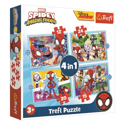 Puzzle Trefl Puzzle Spidey a jeho úžasní přátelé 4v1 (12,15,20,24 dílků)