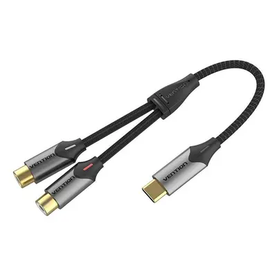 Audio kabel Vention USB-C Male to 2-Female RCA Cable 1.5m Gray Aluminum Alloy Type