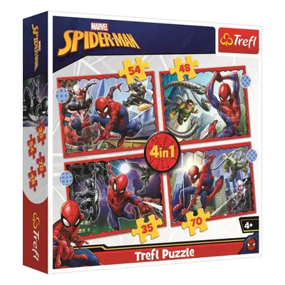 Puzzle Trefl Puzzle Hrdinný Spiderman 4v1 (35,48,54,70 dílků)