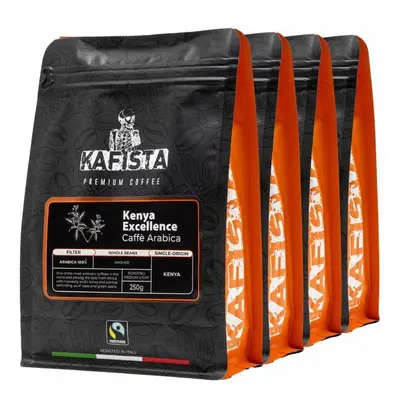 Káva Kafista "Kenya Excellence" - Zrnková káva, 100% Arabica, Pražená v Itálii 4 x 250 g