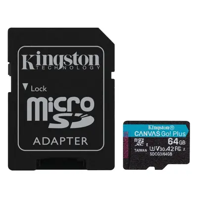 Paměťová karta Kingston MicroSDXC 64GB Canvas Go! Plus + SD adaptér