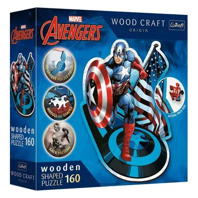 Dřevěné puzzle Trefl Wood Craft Origin puzzle Neohrožený Kapitán Amerika 160 dílků