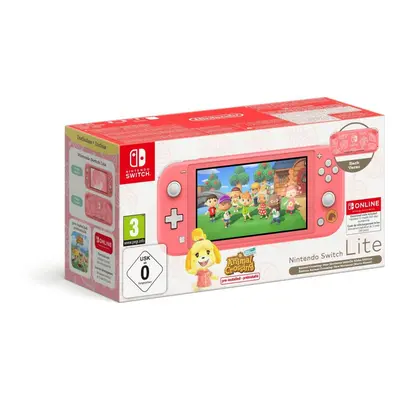 Herní konzole Nintendo Switch Lite - Coral + Animal Crossing + 12M NSO