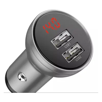 Nabíječka do auta Baseus Digital Display Dual USB Car Quick Charger 24W Silver