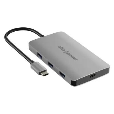 Dokovací stanice AlzaPower Metal USB-C Dock Station 8v1 Dual Screen C8 vesmírně šedý