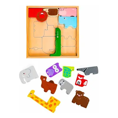 Puzzle Derrson skládací naučné puzzle s malovanými zvířátky