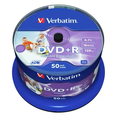 Média VERBATIM DVD+R AZO 4,7GB, 16x, printable, spindle 50 ks