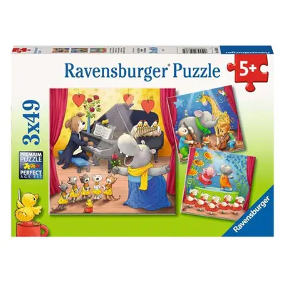 RAVENSBURGER Puzzle Zvířátka na pódiu 3x49 dílků