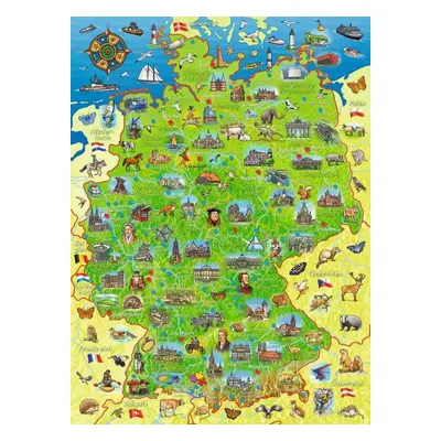 RAVENSBURGER Puzzle Barevná mapa Německa XXL 200 dílků