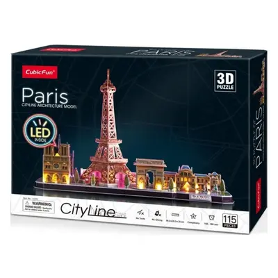 CUBICFUN Svítící 3D puzzle CityLine panorama: Paříž 115 dílků