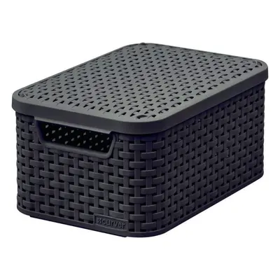 Úložný box Curver Úložný box RATTAN Style2 s víkem S, černý